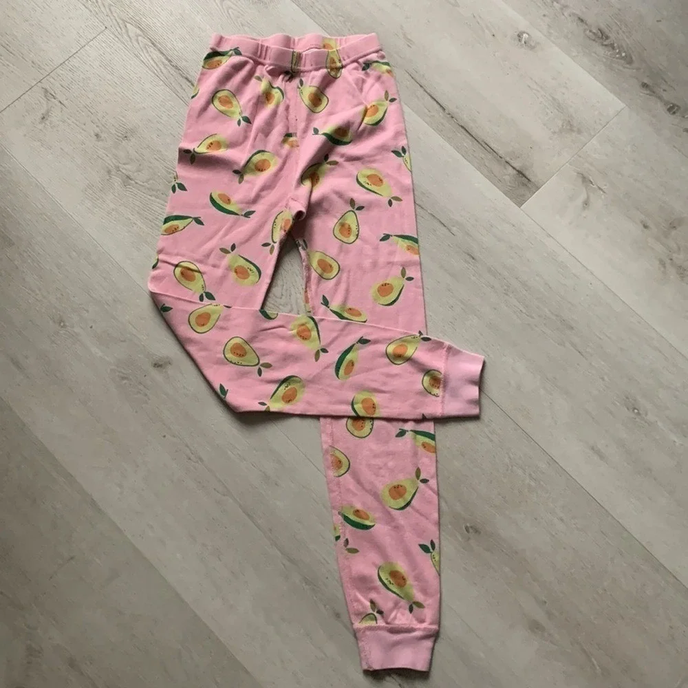 Hanna‎ Andersson Kids Pink Avocado Print Organic Cotton Pajama Pants Sz 12 150cm